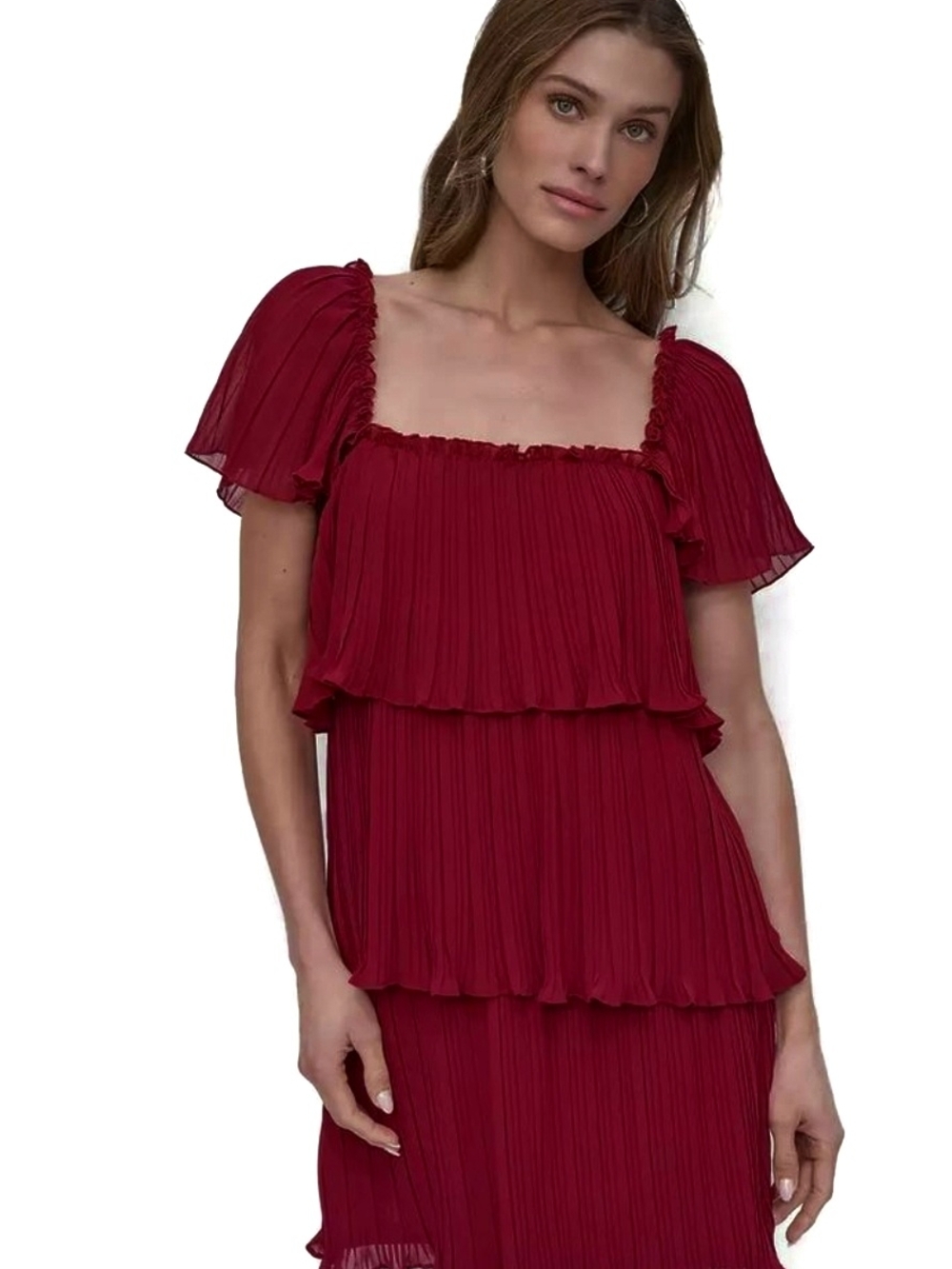 DKNY
Women's Square-Neck Pleated Tiered Short Dress Size 12 NWT